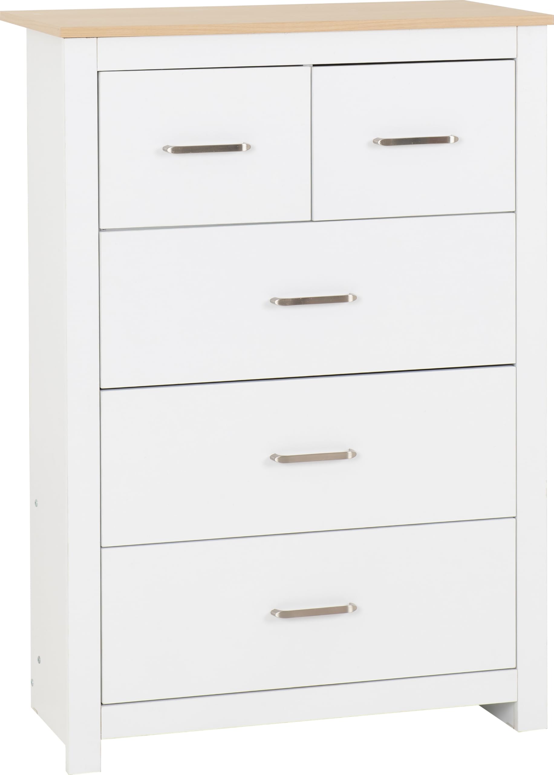 Seconique Portland 5 Drawer 3 And 2 Chest In With Oak Effect Finish White