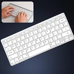 Teclado Sem fio Bluetooth e Receptor USB 2.4GHz ABNT2 Padrão Brasileiro Com tecla "Ç" Teclado para Tablet e Celular, Android e iOS para Notebook (Branco)