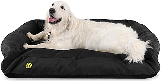 K9 Ballistics Tough Bolster Nesting Pillow Large Sofa Dog Bed with Removable Washable Cover - Durable, Water Resistant with Nonskid Bottom 40"x34", Obsidian Black