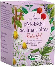 Chá Iamaní Acalma a Alma Bela Gil 5 ervas orgânicas 15 sach