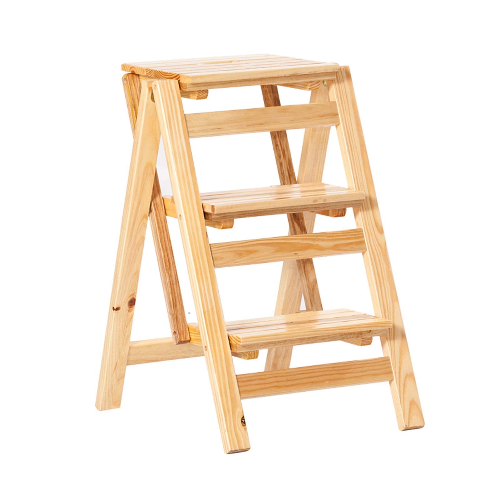 Cxvhsertwr Natural Ladders For Home, Folding Kitchen Step Stool Home Stepladder Safety Climb(Natural)