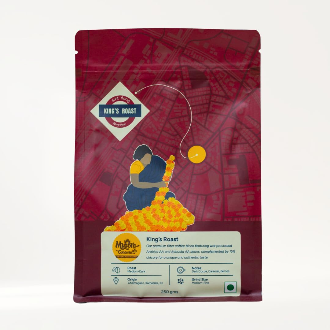 MYSORE CONCERNS | Kings Roast Robusta AA and Arabica AA | 250 grams (85% Coffee: 15% Chicory) (Pack of 1, Kings Roast)-picture-17