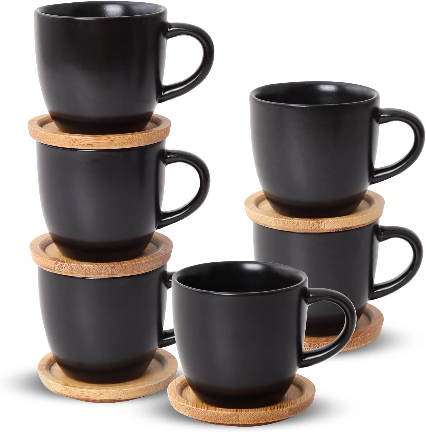 Set di 6 tazze da espresso e piattini, 113,4 g, tazze da caffè Demitasse con manico, per bevande caffè, latte, cappuccino, caffè moka e tè, tazze da caffè in porcellana, per bar, casa e feste, colore