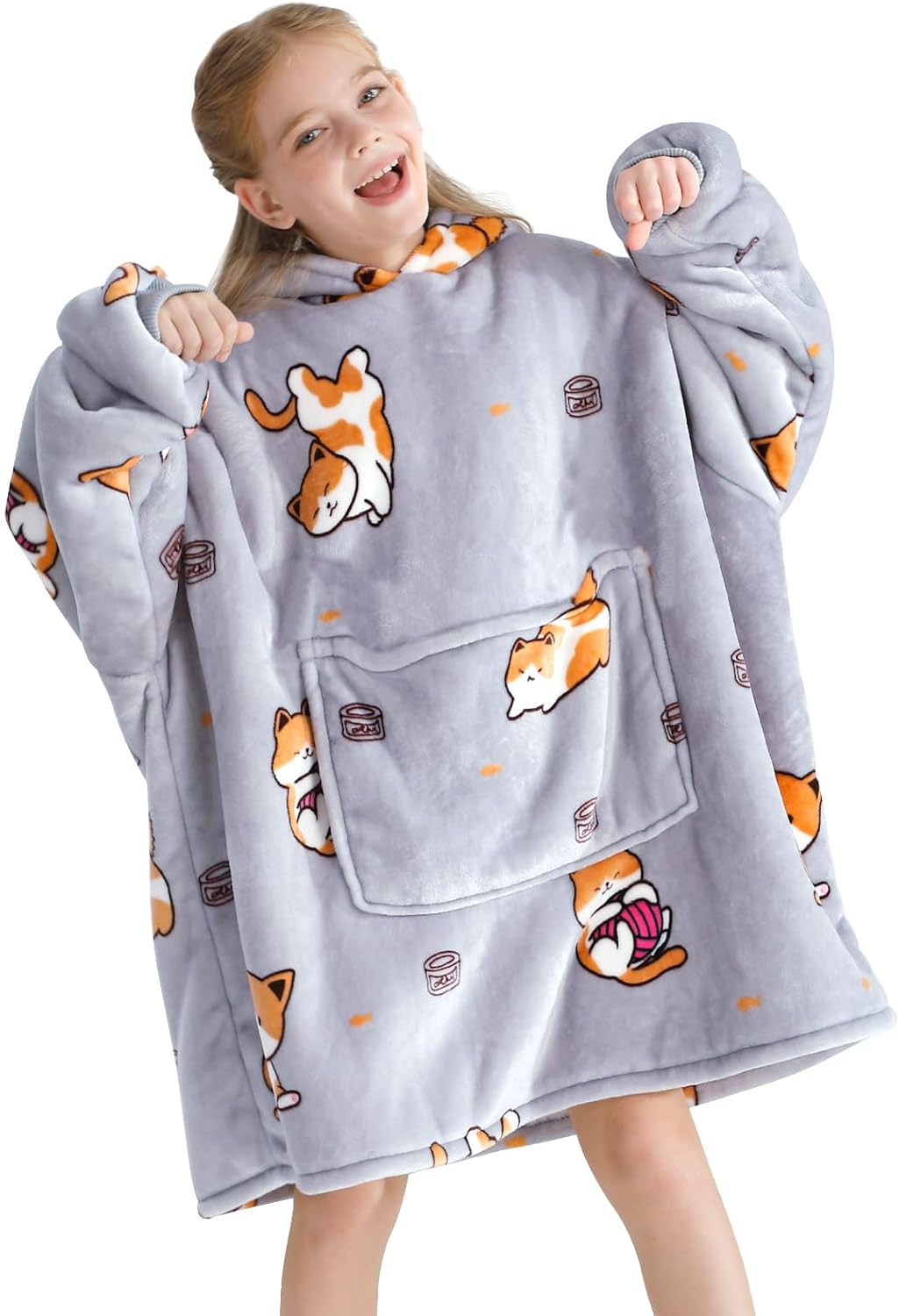 Aemilas Wearable Blanket Hoodie - Warm Sherpa Blanket Sweatshirt as Gifts for Adult Women Mom Men, One Size Fits All