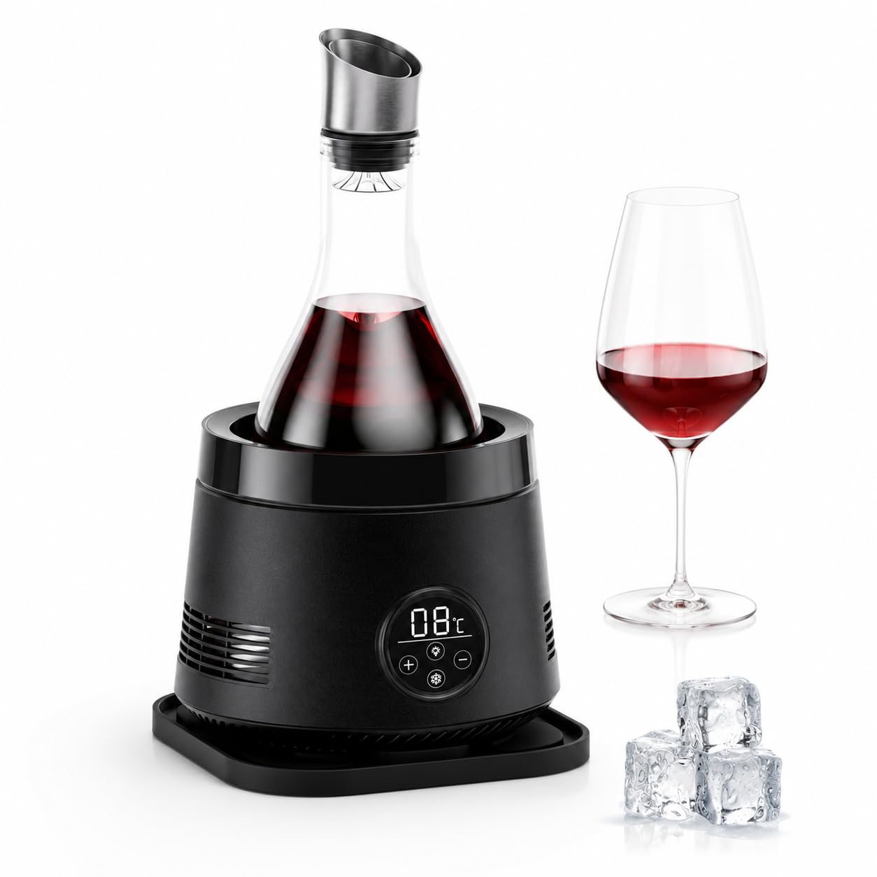 Aérateur et distributeur de vin électrique avec base réfrigérante Black