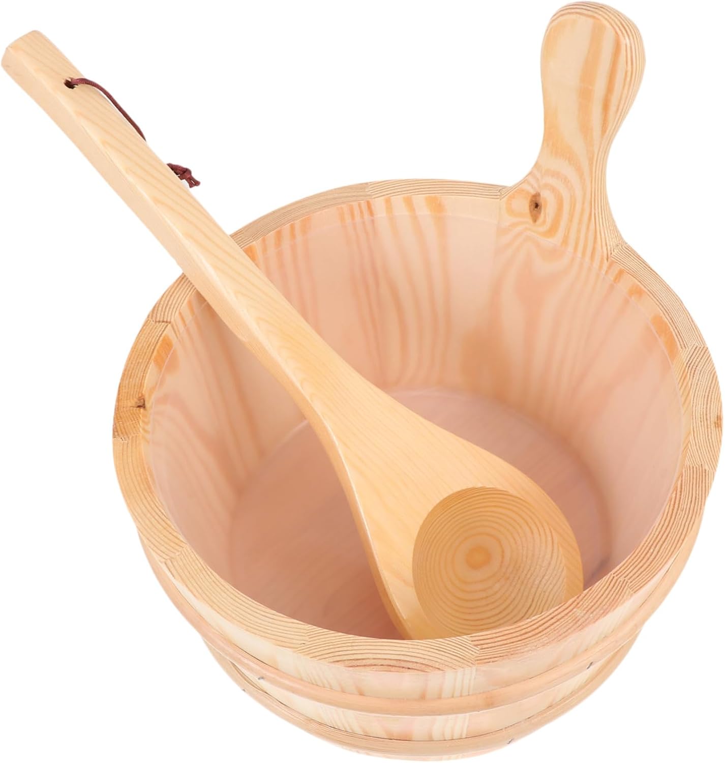 BESPORTBLE 1Set Wooden Sauna Bucket and Spoon Set Durable Bathing Barrel for Spa and Home Use Light Yellow Finish for Relaxation and Steam Therapy