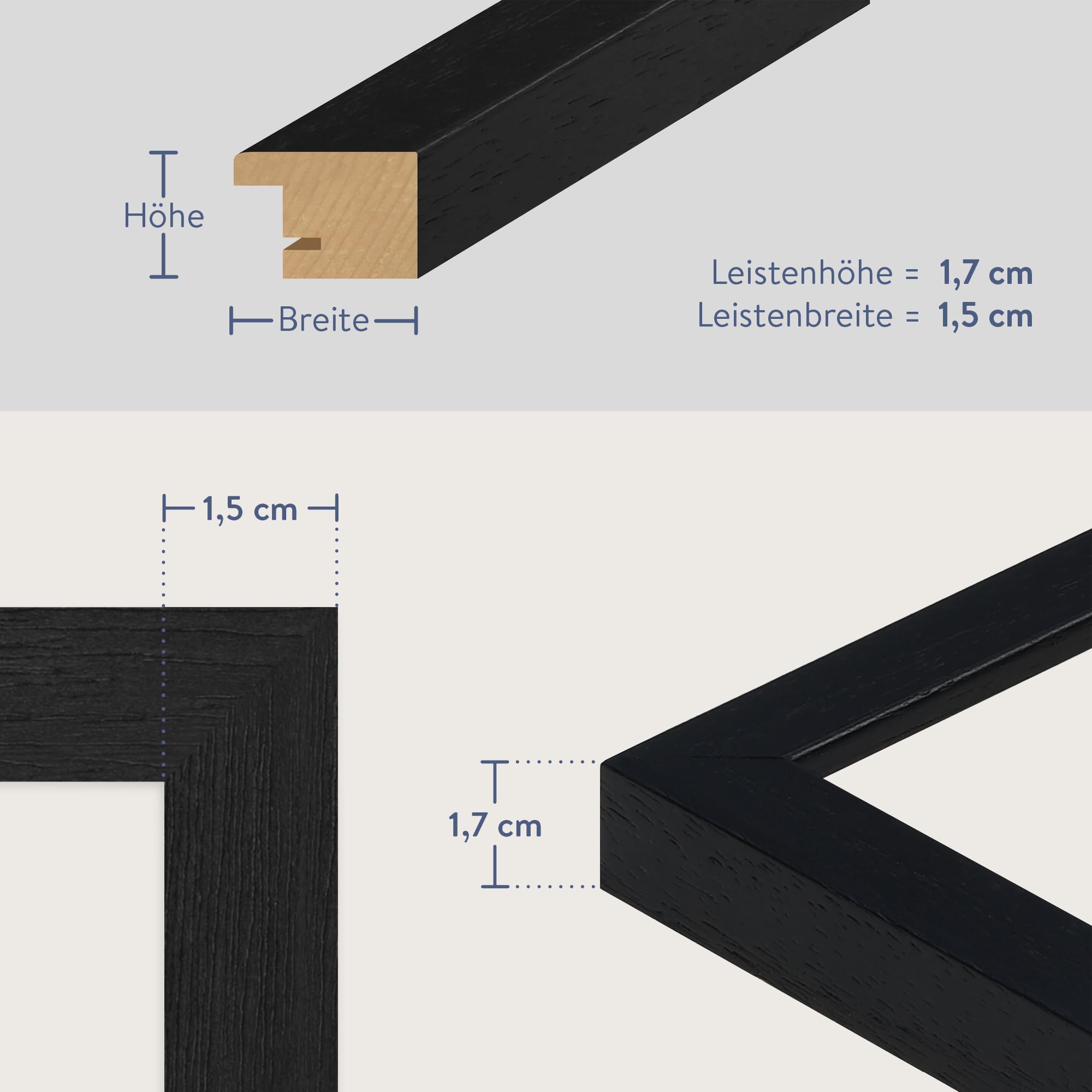 WANDStyle Bilderrahmen 30x90 Schwarz, moderner Bilderrahmen Holz 30x90 cm | Hochwertiger Holzbilderrahmen, Posterrahmen zum Aufhängen, Rahmen 90x30 cm, Fotorahmen H950 - Made in Germany