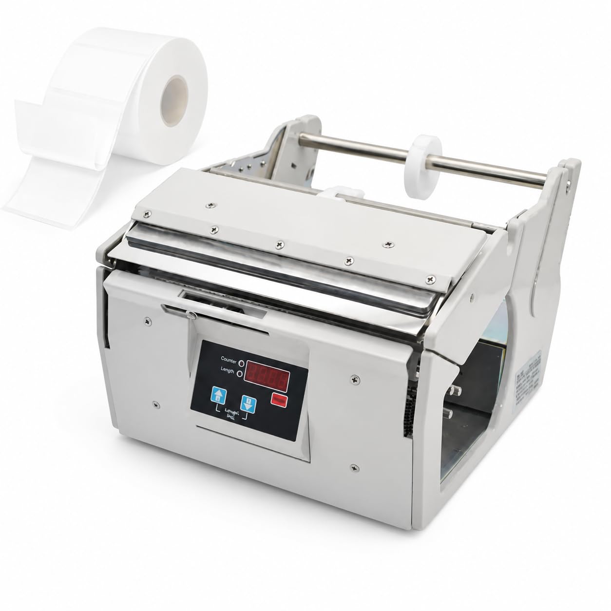 AMQYDT Self-Adhesive Electronic Peeling Machine, Label Stripper Machine with Digital Control, 5-180mm Adjustable Width, Auto Counting and Speed Control for Barcode Labels, Stickers and Packaging