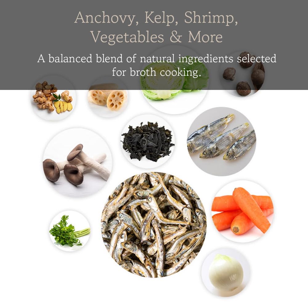 Korean Anchovy Seafood Broth Coins – 60 Count | Concentrated Stock Tablets with 20 Natural Ingredients for Rich, Deep Flavor Soup & Stew 코인육수