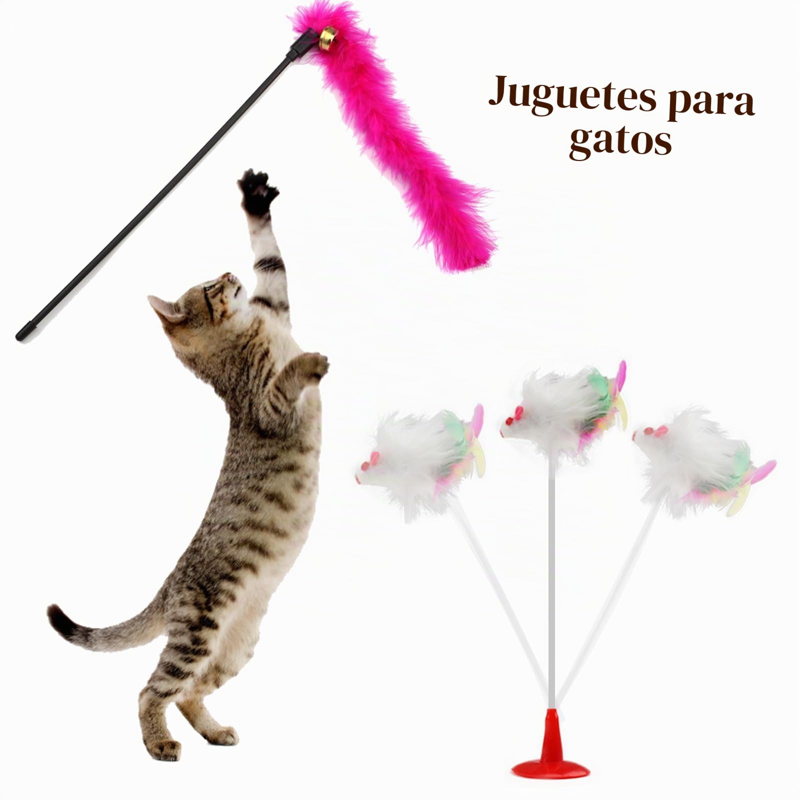QUOZUO Paquete variado de 32 juguetes para gatos: bolas de gato, plumas, ratones, bolas arrugadas, juguetes de hierba gatera para gatitos de interior