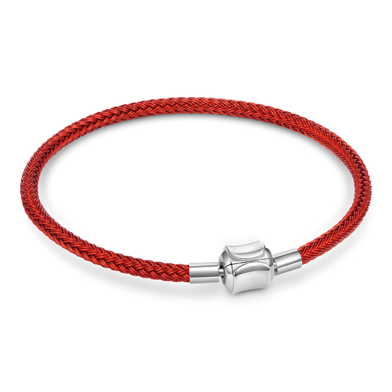 GNOCE Red Basic Bracelet with 2 Pieces of Stoppers Charm Bracelet for Teen Bride Women Jewelry Valentine's Day