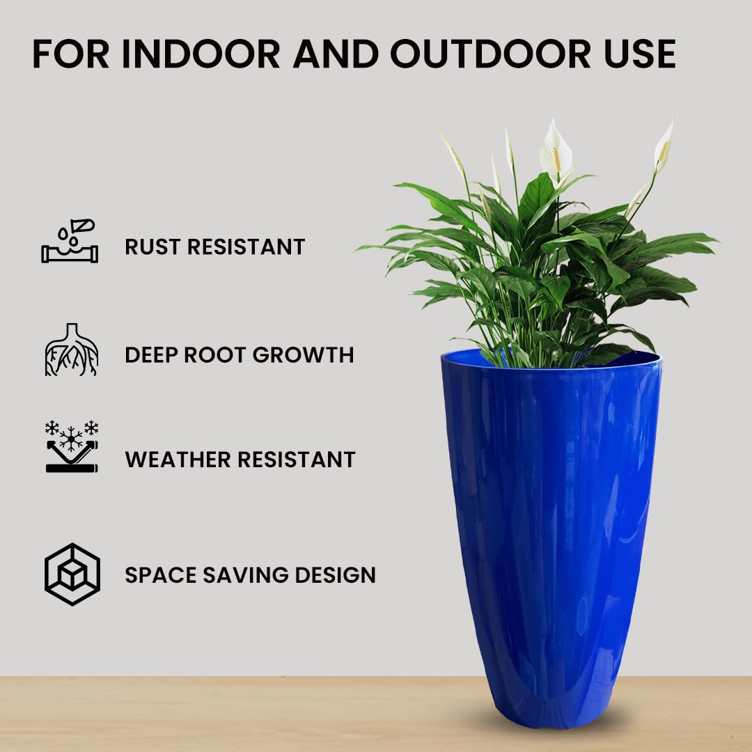SG Traders Stylish Tall Plastic Plant Pot Garden Patio Planters Elegant Gardening Planter Accessory for Flowers Herbs Trees Plants Patio Suitable for both Indoor and Outdoor Use H 54cm x W 30cm - Image 6