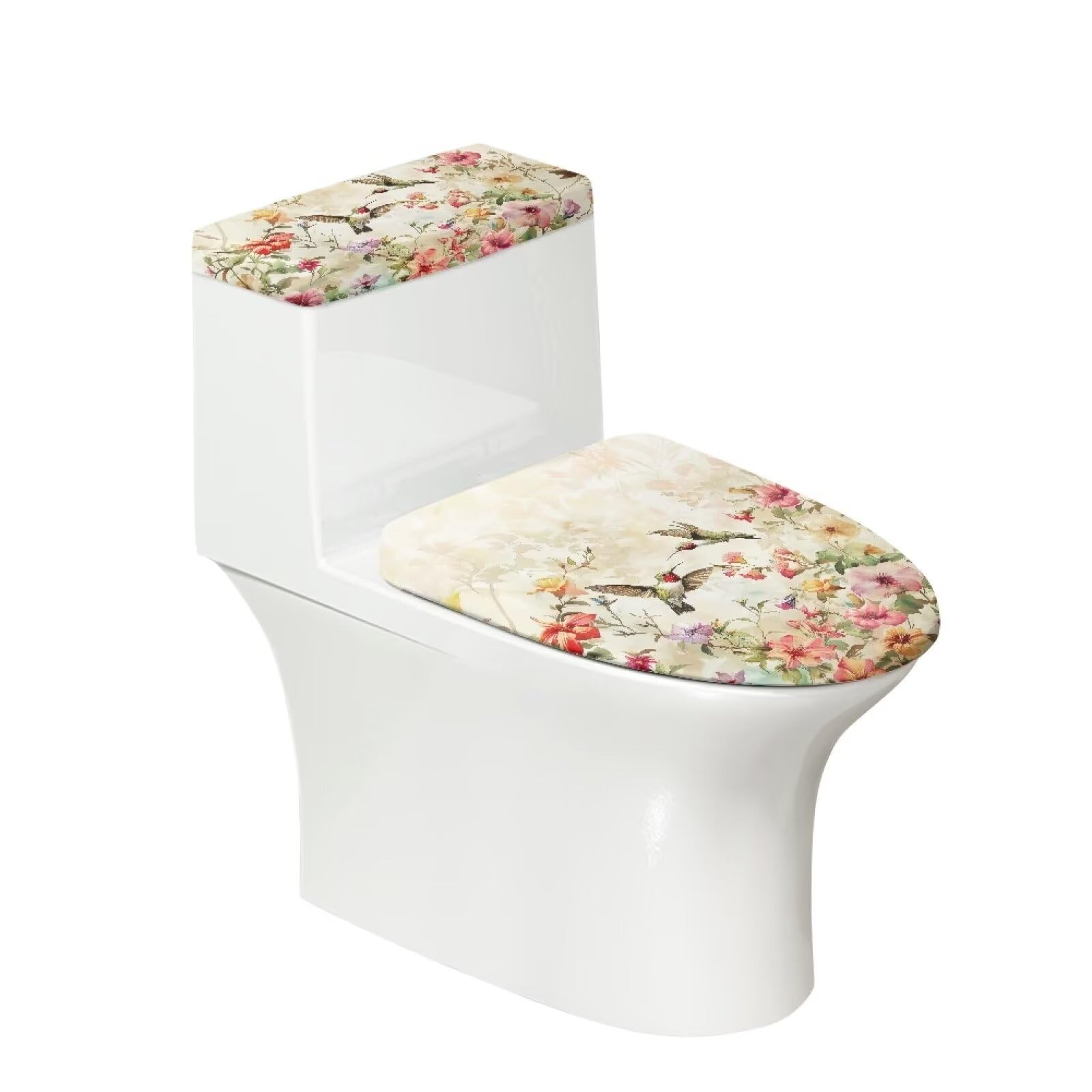 Wiryuouvt Flower Toilet Seat Cover Hummingbird Toilet Seat Covers for Bathroom Stylish Clean Decor for Bathroom Toilet Cover Seat Toilet Bowl Cover Seat Fits Most Toilet Covers Decor