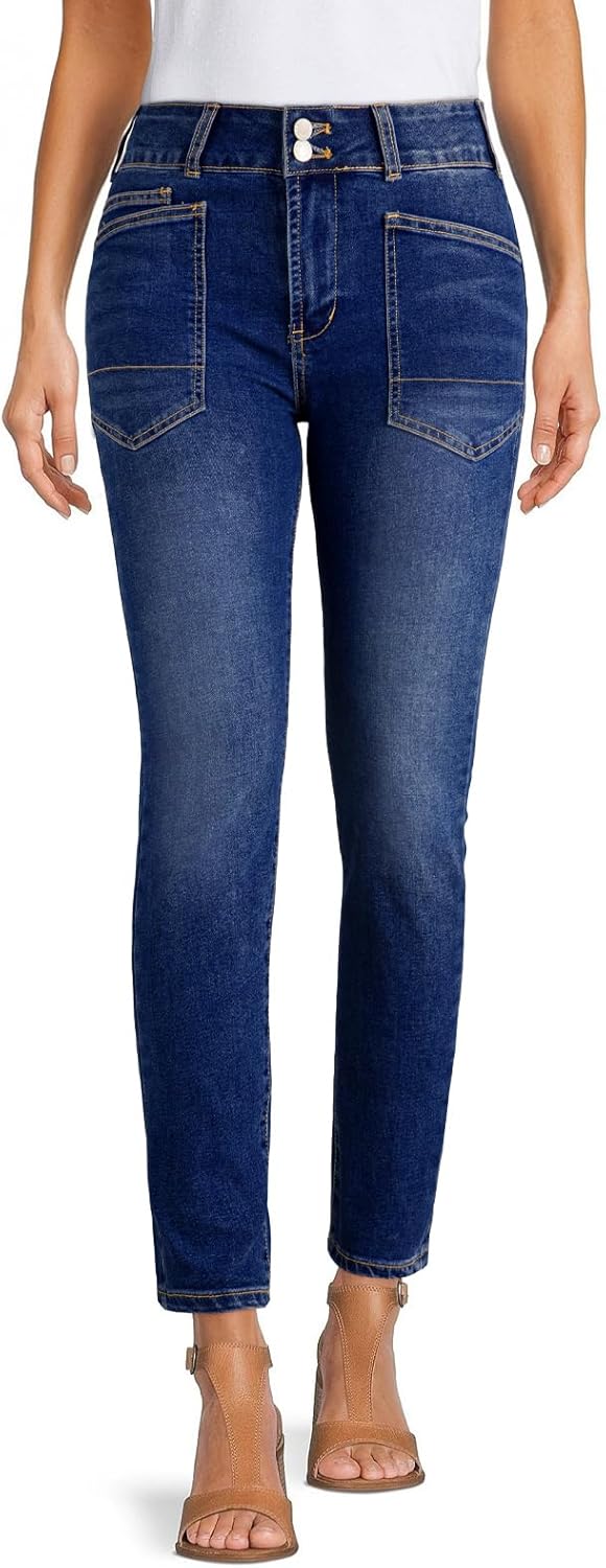 Sidefeel Women’s Skinny Jeans Straight Leg High Waisted Stretchy Ankle Denim Pants with Patch Pockets
