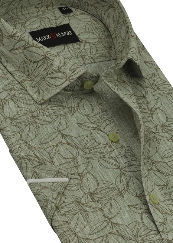 Image of MARK & ALBERT Men's Half Sleeve Linen Slim Fit Shirt