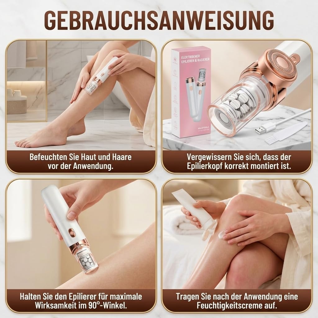 epibella gesichtsepilierer Mini Elektrischer Epilierer Doppelkopf-Rasierer Gesichtshaarentfernung Sanfte Reinigung Pflege Werkzeug (Weiß)