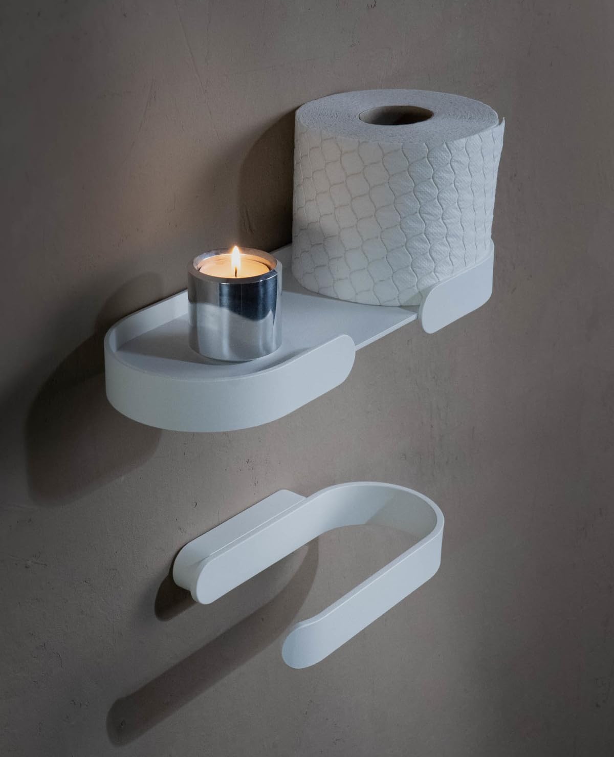Toilettenpapierhalter aus Aluminium, korrosionsbeständig, Wandmontage ohne sichtbare Verschraubungen, pulverbeschichtet, sorgfältig gefertigt in der EU - TAVO (Weiß)