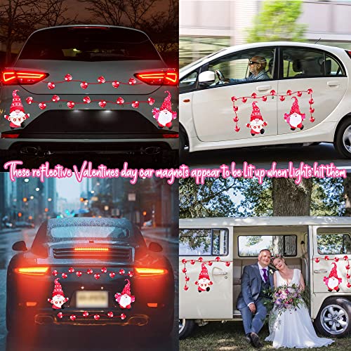Image of 29PCS Valentines Day Car Refrigerator Decorations - Reflective Valentine Gnome Heart Magnets Decor Party Ornaments Accessories