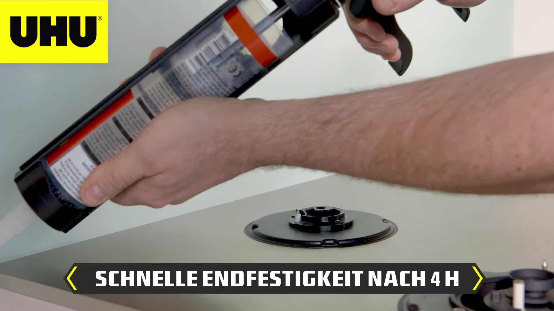 UHU Poly Max Glasklar Express Kartusche, Transparenter Montageklebstoff und Dichtmittel mit hoher