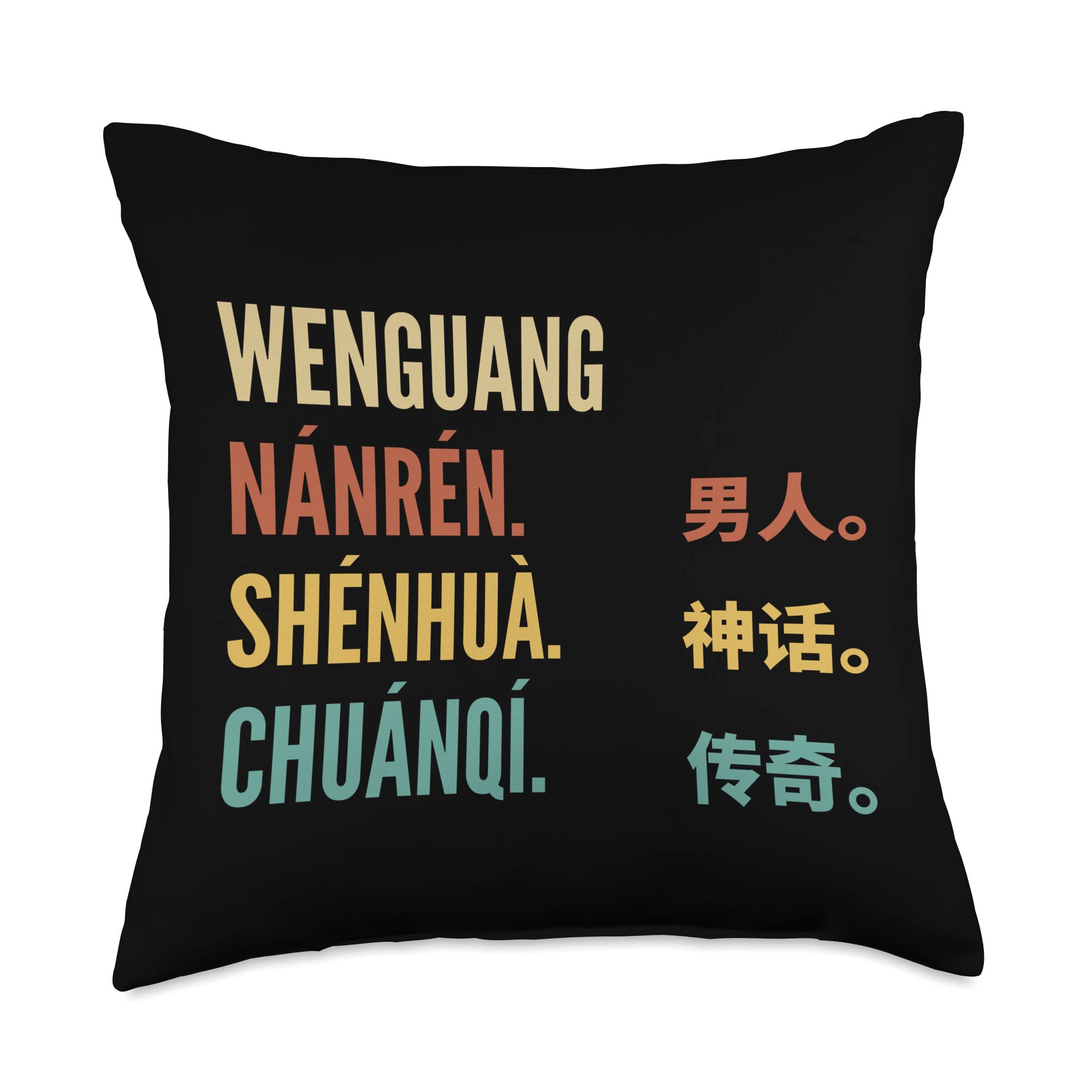 Funny First Name Designs in Chinese for Men Funny Chinese First Name Design-Wenguang Throw Pillow, 18x18, Multicolor