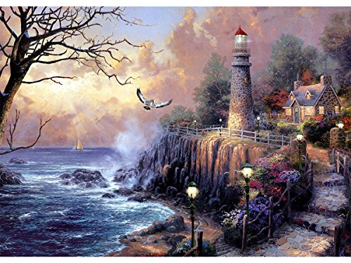 Blxecky DIY 5D Diamant Peinture Point De Croix Broderie Diamond Painting Kits Salon Chambre Décoration Autocollant Mural,Phare (30X40CM / 12X16pouces) Cover