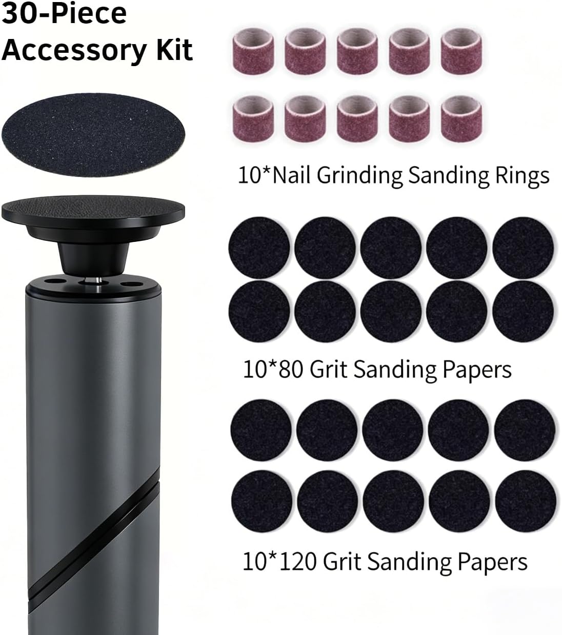 Electric Foot Callus Remover and Nail Drill Kit, 90° Foldable Rechargeable Pedicure Tool for Dead Skin, Cracked Heels, Shaping Nails, Gel Polish Removal, Professional Home Manicure Pedicure