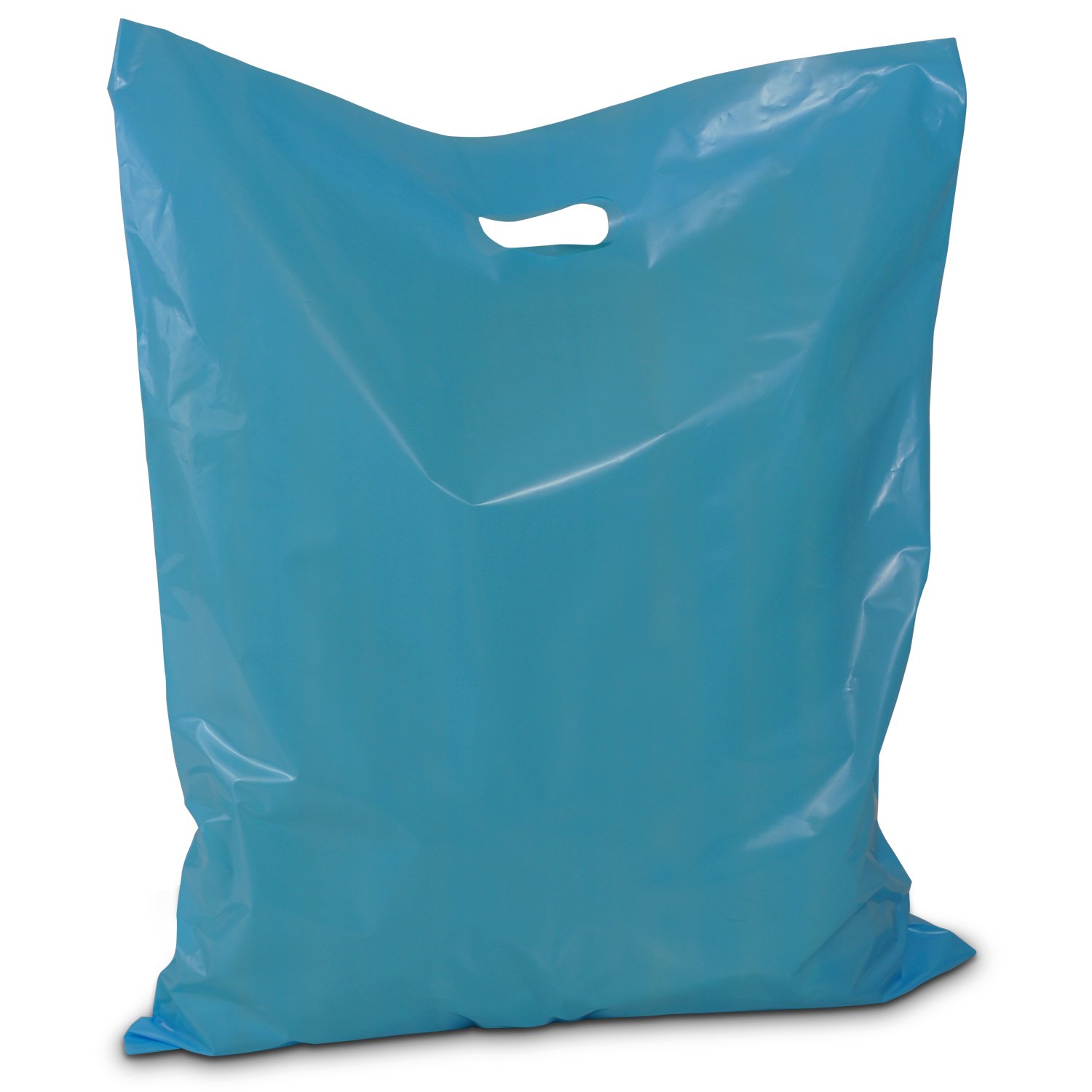 JDL Studio Merchandise Bags | Large 16" x 20" Blue Plastic Shopping Bags With Handles | 100 Pack, 2 Mil Extra Thick Low Density | Strong & Durable | Perfect For Retail Stores & Shops
