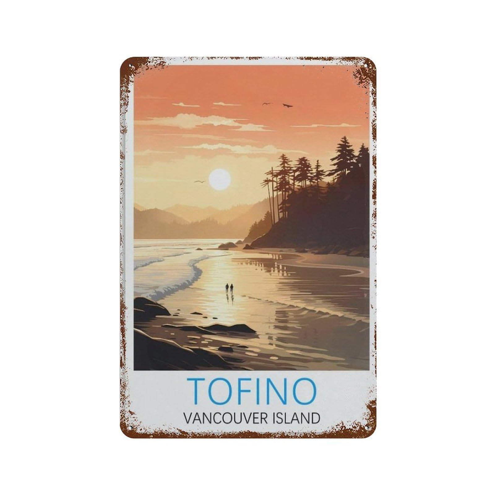 Tofino Vintage Travel Poster Vancouver Island,Tin Sign Vintage Wall Poster Retro Iron Painting Metal Plaque Sheet for Bar Cafe Garage Home Gift Birthday Wedding(15x30cm）6x12 inch-D9
