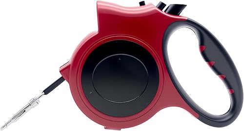 Miniatura 4 de Correa retráctil LED para perro, extensible de 16 pies, luz LED integrada para paseos seguros con perros pequeños a medianos (rojo)