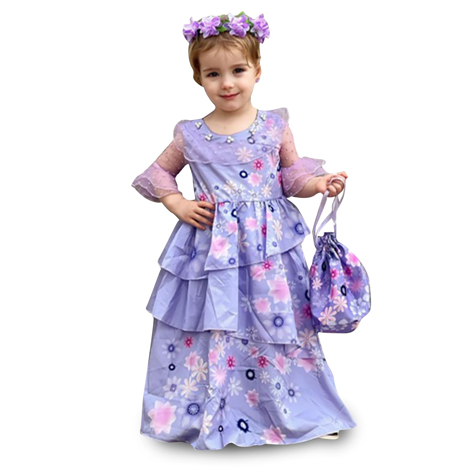 Disnnie Vestito Costume Mirabel Bambina - Costume Isabella Encanto per Ragazze Halloween Cosplay Carnevali Vestito