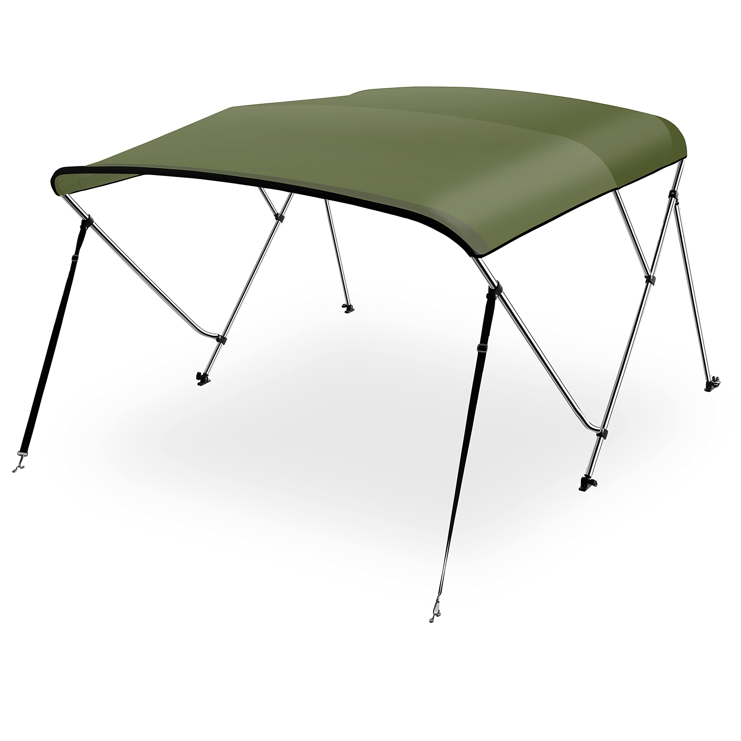SereneLife Waterproof Boat Bimini Top Cover, Canvas Sun Shade Boat Canopy -1" Double Wall Aluminum Frame Tube, 2 Straps 2 Rear Support Poles, Storage Boot