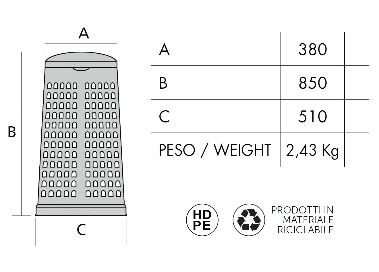 Mobil Plastic – Portasacco Trespolo 110 Litri per Raccolta Differenziata – Bidone Rifiuti con Coperchio – Plastica Resistente – Grigio Scuro