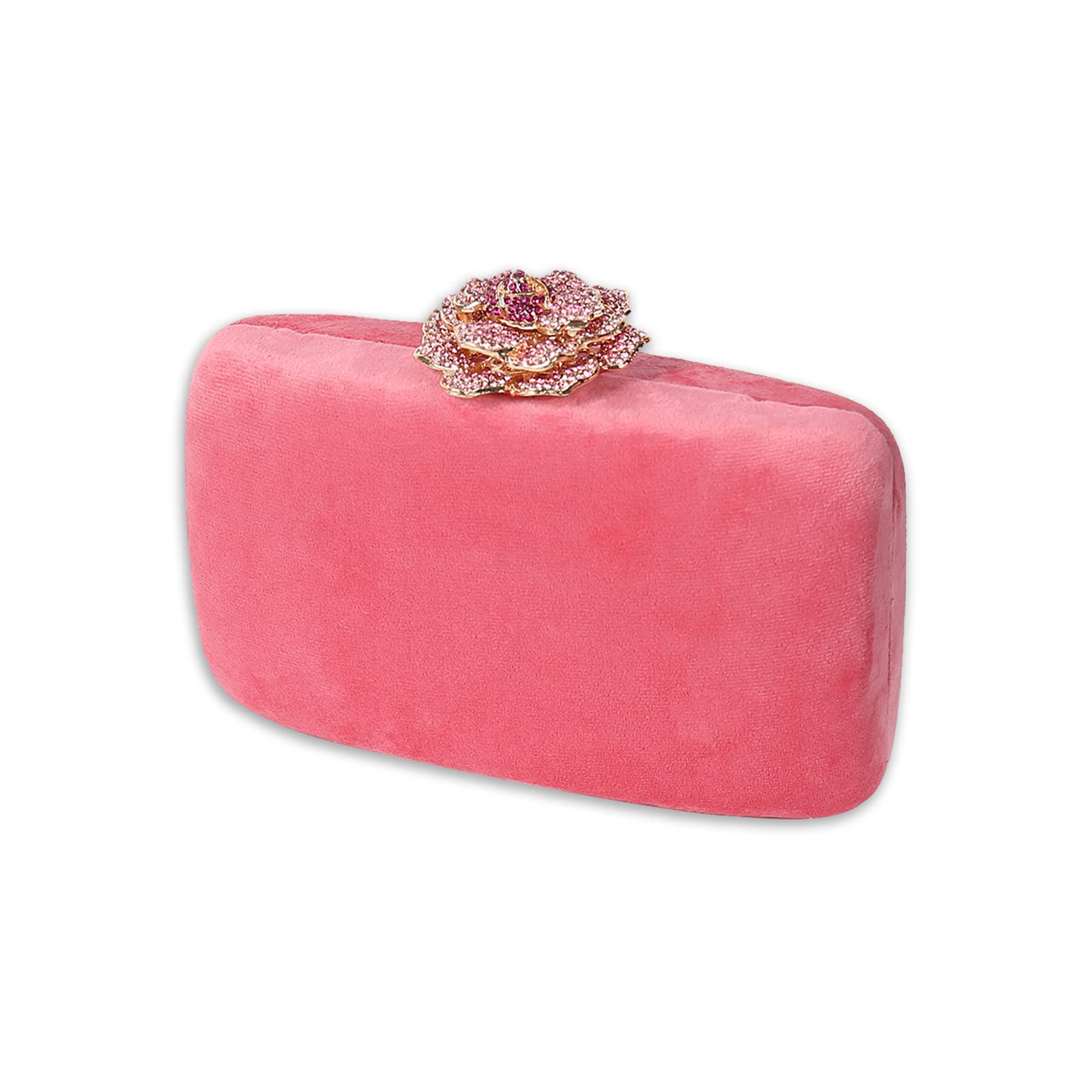 CORIOS Bolso Fiesta para Mujer Terciopelo Bolso de Noche Bolsa de Cadena Brillante Bolso de Hombro Boda Cartera de Mano Elegante Bolso Bandolera para Fiesta de Graduación Banquete Boda Rosa