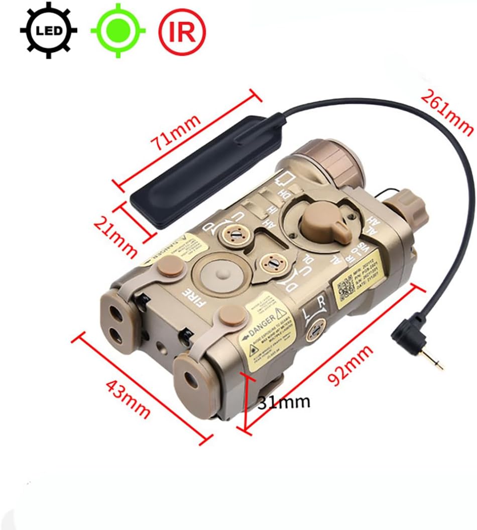Red/Green/Blue Laser Sight + Strobe/Momentary/Constant Modes Whitelight LED 150 Lumens Flashlight with IR Laser，Metal L3-NAGL Box Laser Sights，with Pressure Switch，for 20mm Rail
