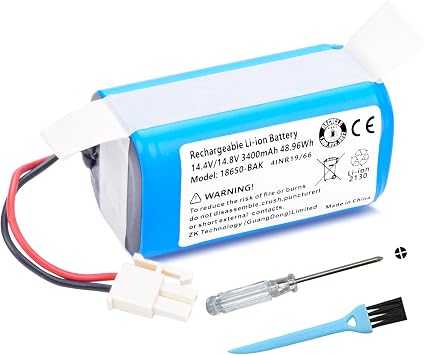 3400mAh Vacuum Battery Replacement for Ecovacs Deebot M82 M82UK DM82, for Ecovacs BL7402A, for ILIFE PX-B020 Robot Vacuum Cleaner P/N UR18650ZT-4S1P-AAF INR18650-M26-4S1P 20001088 10001088 with Tools