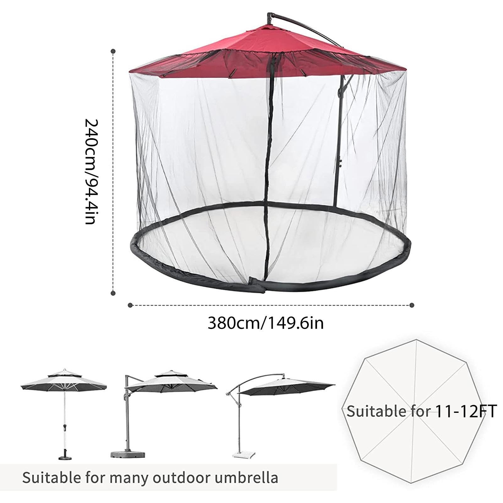 Mosquitera para patio, mosquitera ajustable de poliéster con puerta de doble cremallera, toldo redondo ligero para uso en exteriores e interiores
