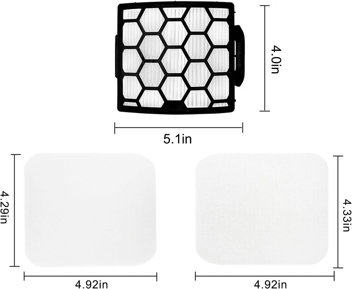VideoPUP Replacement UV850 Filter, 2pcs HEPA Filter & 4pcs Foam Felt Filter Kit Compatible with Shark Rotator Navigator Lift-Away PowerFins Upright Vacuum LA300 LA301 LA322 LA502, Replace XHF320