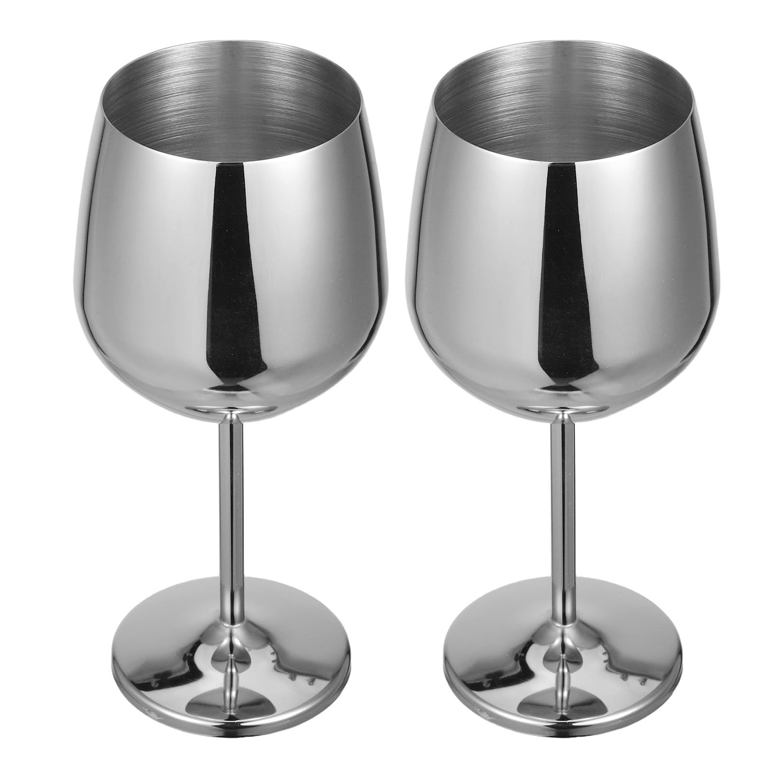 Set di 2 Bicchieri da Vino in Acciaio Inossidabile 500ml Leggeri Gambo lungo Design Elegante per Hotel e Relax a Bordo Piscina