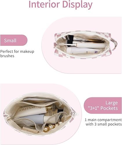 Miniatura 4 de Narwey Bolsas de maquillaje personalizadas con iniciales a cuadros, 2 piezas, bolsas de cosméticos, 6, 8, 10, 11, 12, 13, 14, 16, 18 años, regalos