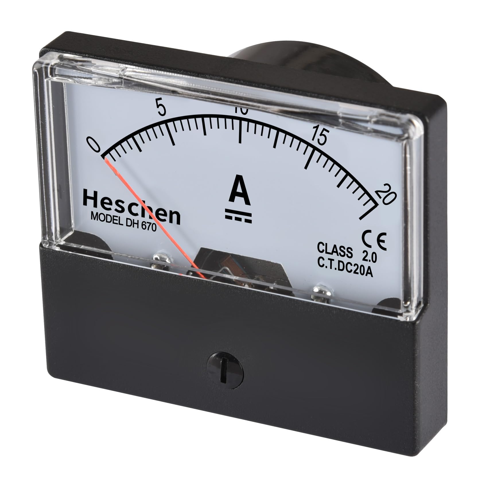 Heschen Rettangolo pannello montato misuratore di corrente amperometro, DH-670, DC 0-20A, 670 stile, classe 2.0