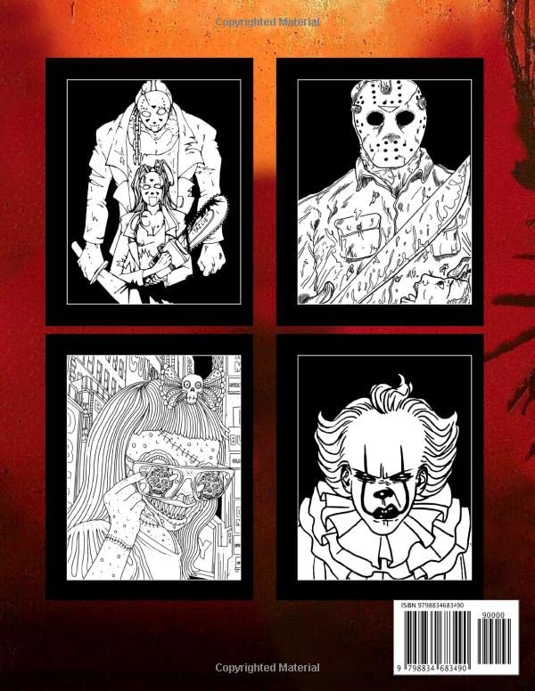 Midnight Nịne of Horror Coloring Book: Horror Characters And Creepy Scenes With Premium Quality Coloring Pages | Beautiful Gifts For Adults And Best Idea For Teens In 8.5x11 inch image 3