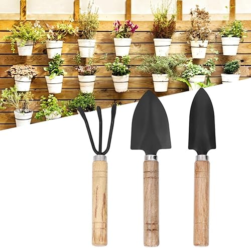 Juego de 3 mini herramientas de jardinería para plantas, kit de pala de rastrillo de garra de pala ligera, ideal para flores y plantas, plantación