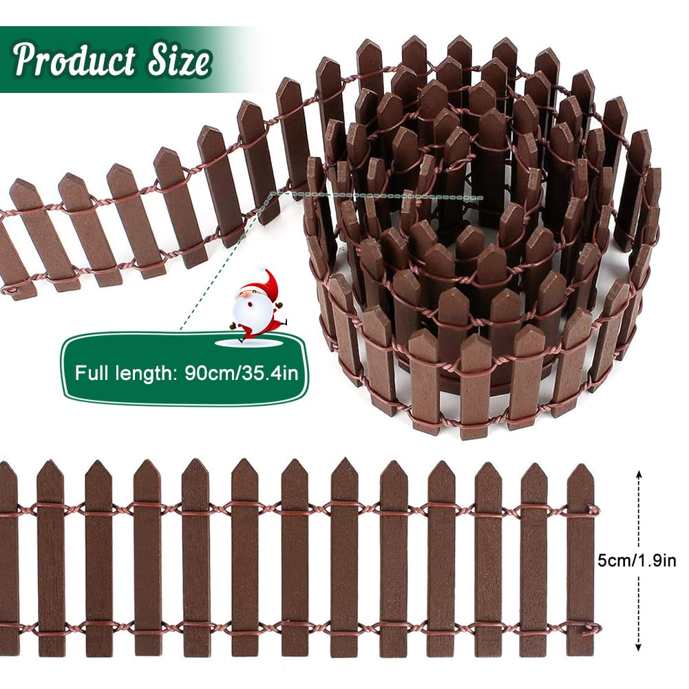 QUOHE Miniature Fence Panel, Brown Decorative Mini Garden Fence, Wood for Garden Decoration (90 x 5 cm), Braun - Image 2