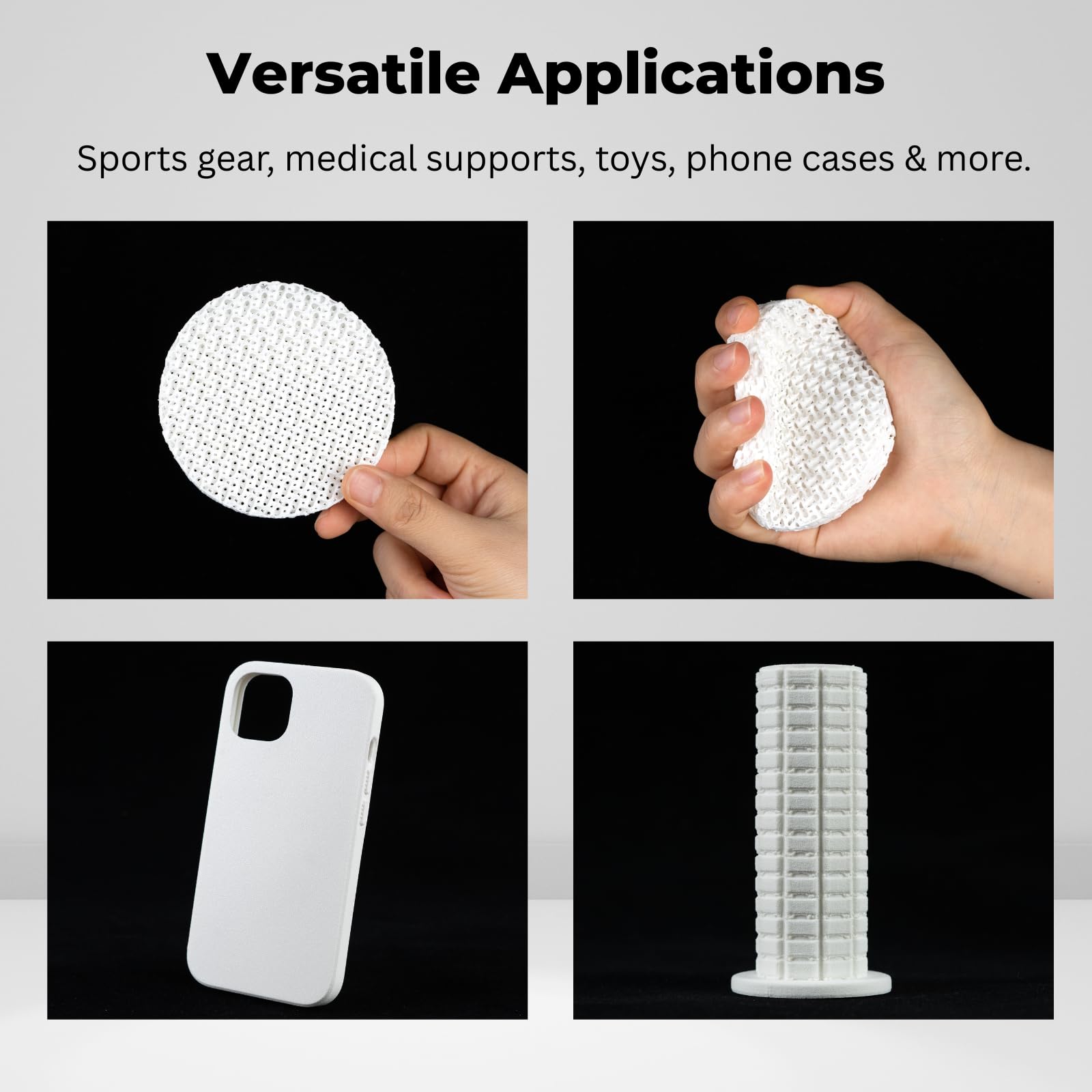 Siraya Tech Flex TPU Air – lekki, aktywnie pieniący się filament TPU, regulowana twardość 65A – 82 A, filament do drukarki 3D, szybkie drukowanie, miękki, do materiałów do druku 3D (biały, 1 kg)