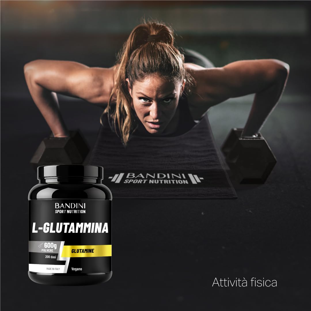 Bandini® L-Glutammina Pura in Polvere 600g - Aminoacido utile per Esercizi Fisici ad Alta Intensità - Rinforza la Massa Muscolare - Glutammina POWDER 100% Vegan