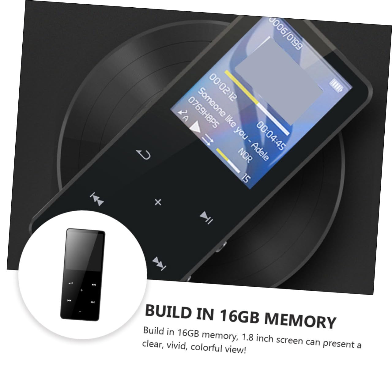 DOITOOL Reproductor de Música Mp3 Mp4 sin Pérdida, 16 GB, Control Táctil, Inalámbrico, Pantalla de 1,8 Pulgadas para Deporte