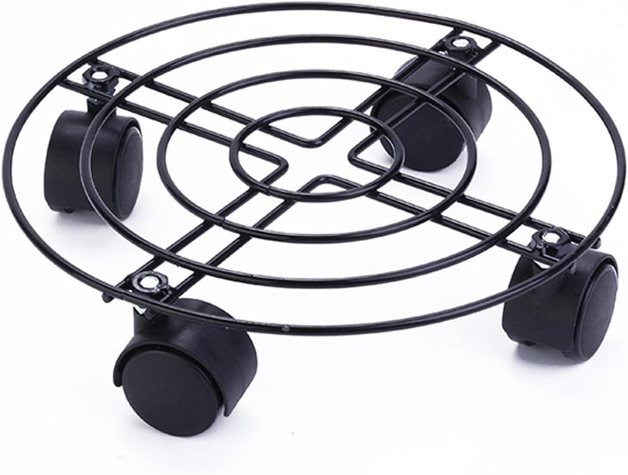 1Pcs Metal Plant Caddy Heavy Duty Iron Potted Plant Stand With Wheels Garden Flower Pot Rack on Planter Mover for Outdoor Indoor Trolley Casters Rolling Coaster, 25cm