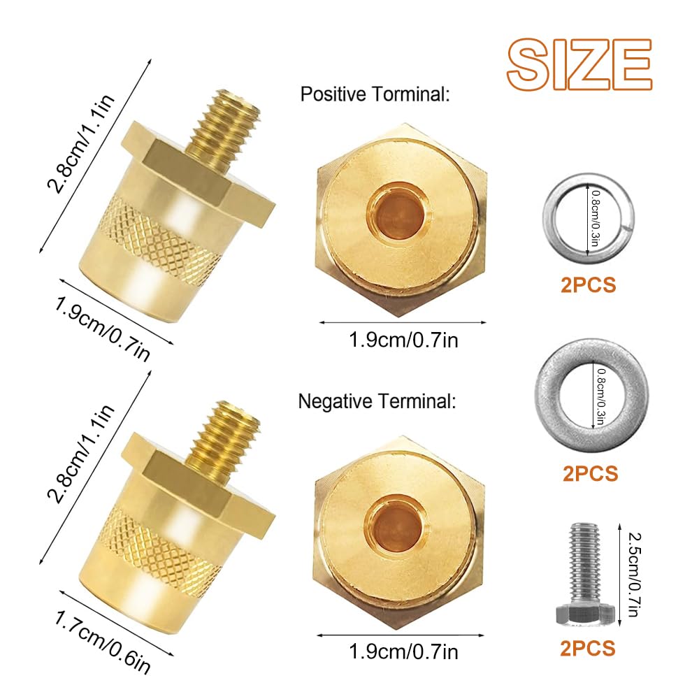 Adattatori Per Batteria Auto - Coppia Morsetti M8 In Ottone Con Viti Inox Per Positivo E Negativo - Foto 7