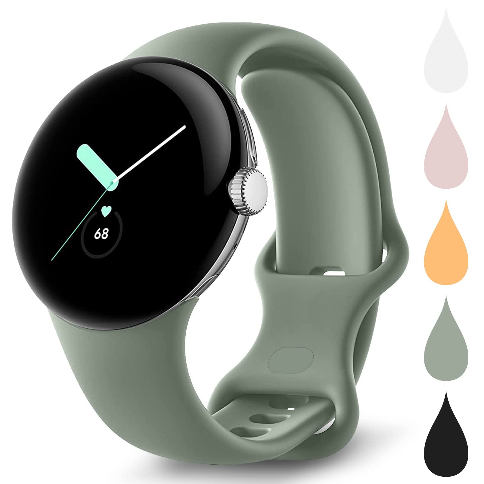 Band Compatible for Google Pixel Watch Band, Soft Silicone Sport Pixel Watch Bands for Women Men, Waterproof Lightweight Replacement Strap for Google Pixel Watch 2