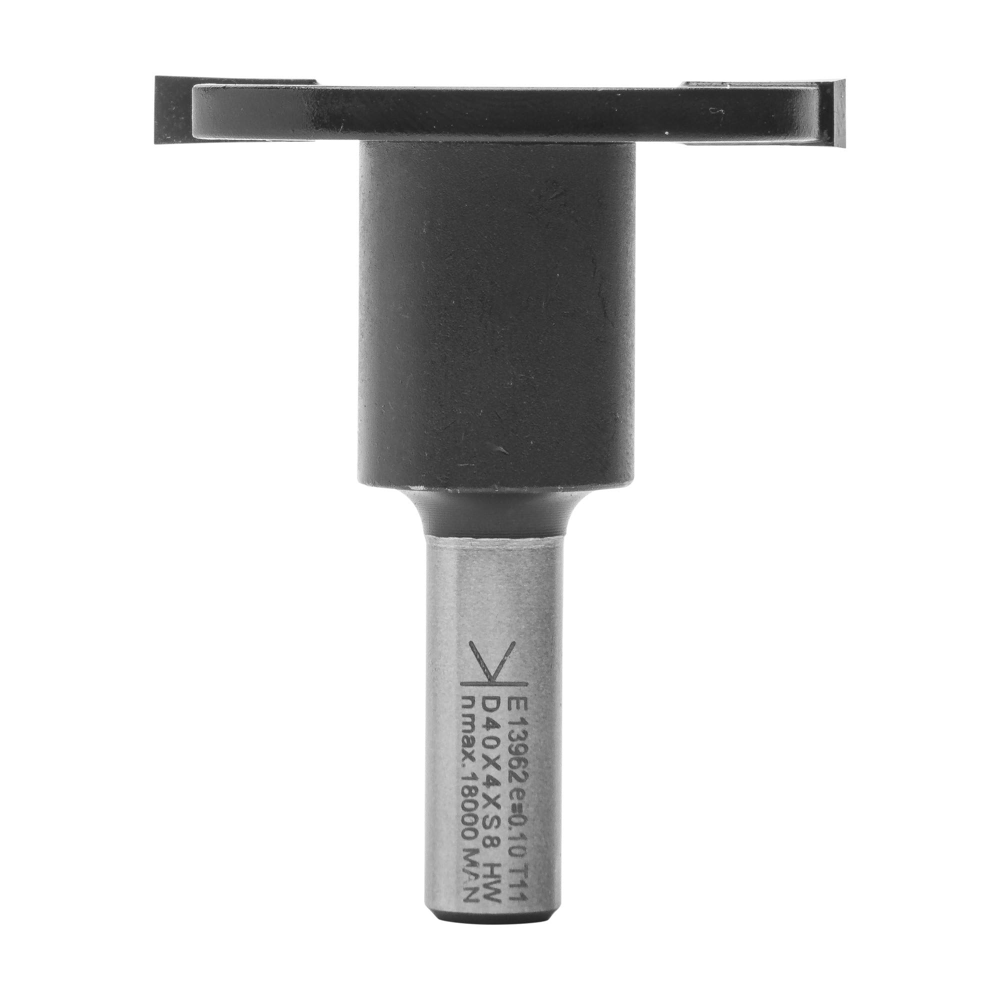ENT 13972 Groefzaagje, Hardmetaal, Schachtdoormeter (S) 8 mm, Freesdoormeter (D) 40 mm, NL 4 mm, KL 19 mm, T 10,5 mm, GL 54 mm, gemonteerd op een doorn met kogellager 19 mm